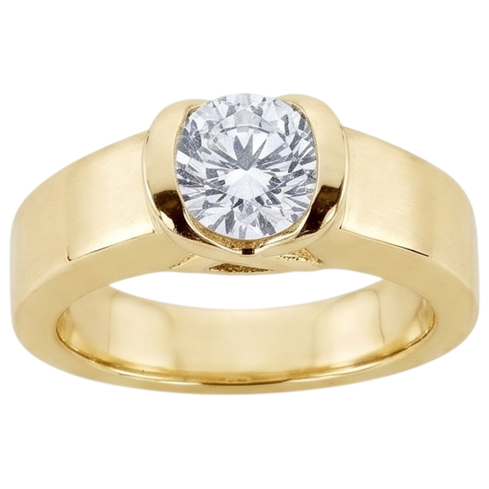 1,50 Ct. Anello Da Uomo Bellissimo Naturale Diamante Naturale Autentico ( non creato in laboratorio ) In Oro Giallo