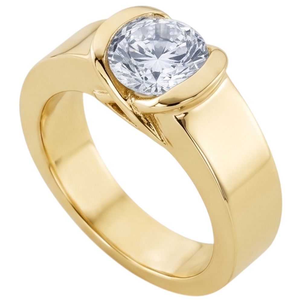 1,50 Ct. Anello Da Uomo Bellissimo Naturale Diamante Naturale Autentico ( non creato in laboratorio ) In Oro Giallo