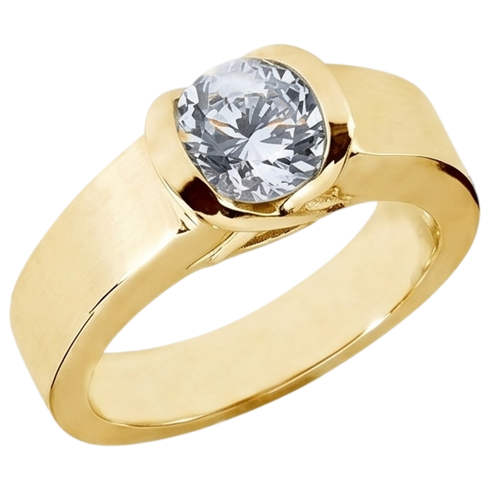 1,50 Ct. Anello Da Uomo Bellissimo Naturale Diamante Naturale Autentico ( non creato in laboratorio ) In Oro Giallo