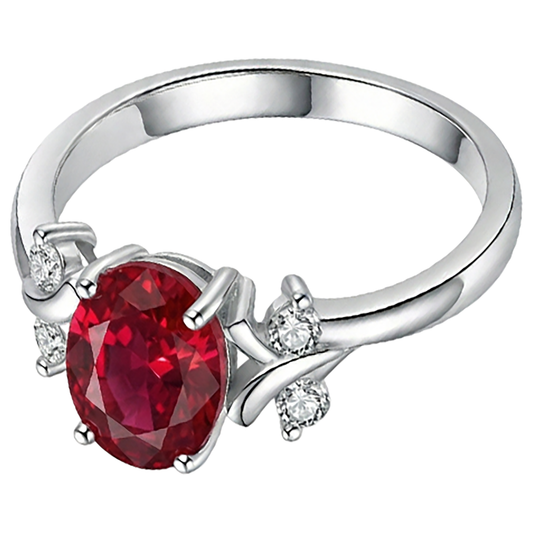 1,70 carati rosso rubino con diamanti anello fantasia gioielli 14K Prong Set