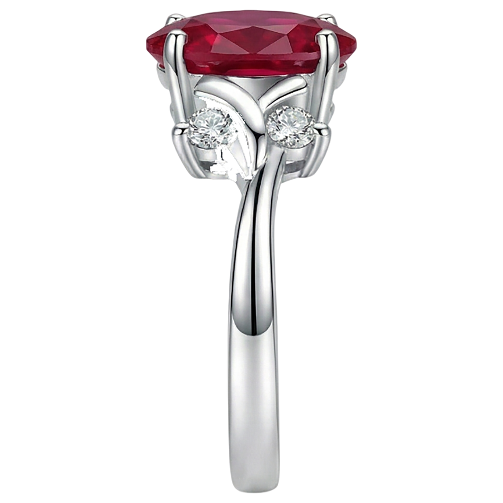 1,70 carati rosso rubino con diamanti anello fantasia gioielli 14K Prong Set