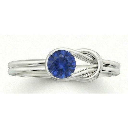 1 carato solitario blu zaffiro bianco oro 14k gioielli anello fantasia nuovo