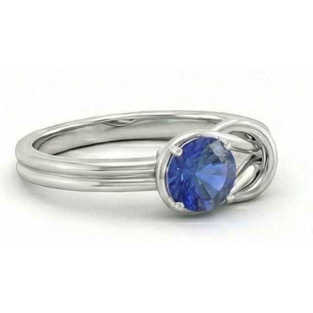 1 carato solitario blu zaffiro bianco oro 14k gioielli anello fantasia nuovo