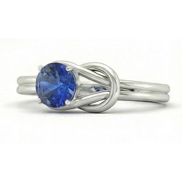 1 carato solitario blu zaffiro bianco oro 14k gioielli anello fantasia nuovo