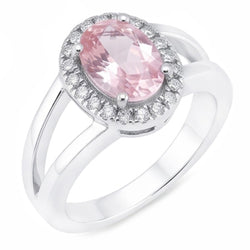 2.16 Ct. Fede nuziale ovale con zaffiro centrale rosa con pietre preziose