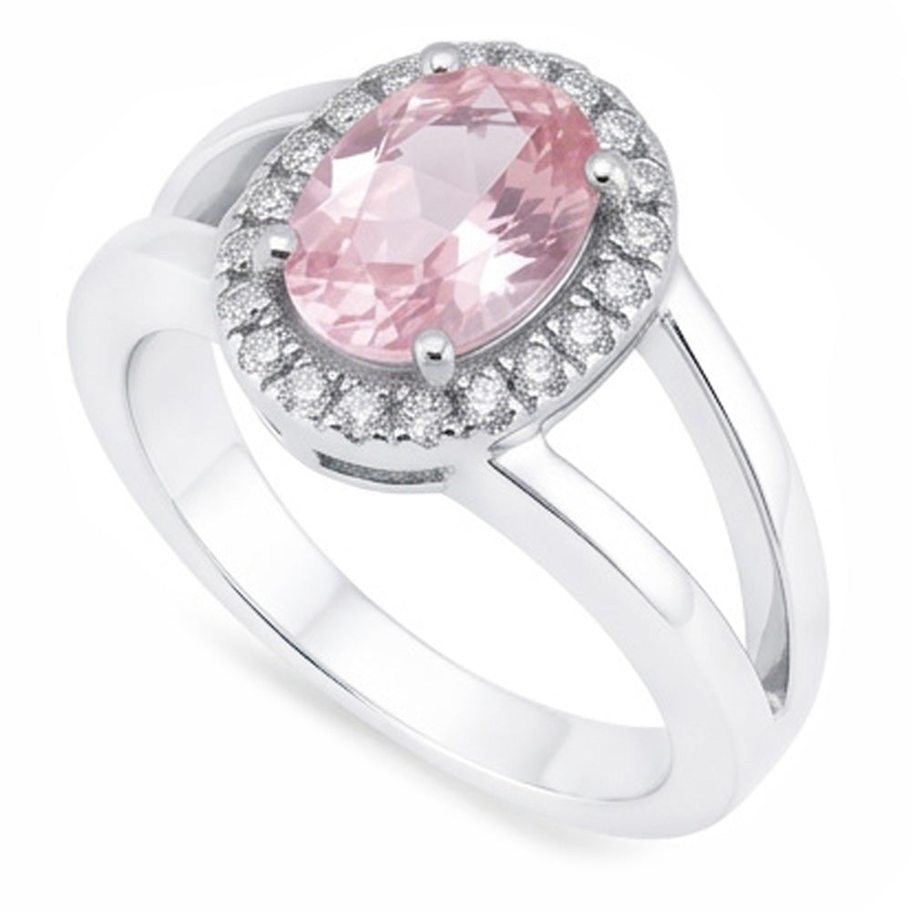 2.16 Ct. Fede nuziale ovale con zaffiro centrale rosa con pietre preziose