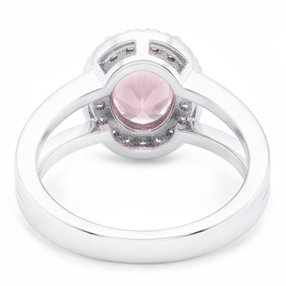 2.16 Ct. Fede nuziale ovale con zaffiro centrale rosa con pietre preziose