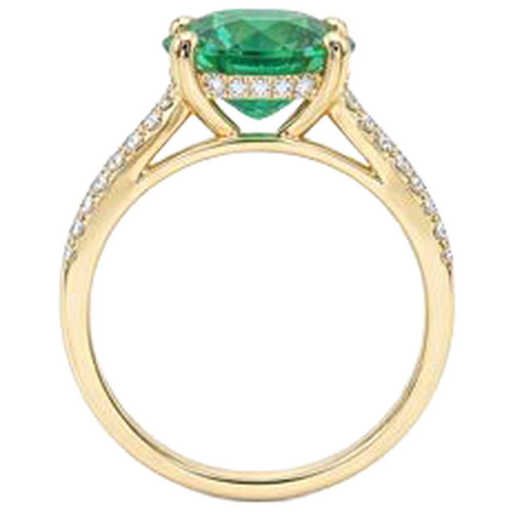 2.30 carati polo Verde smeraldo con diamanti anello gemma oro giallo 14k