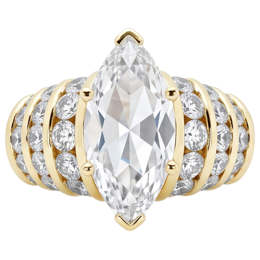 2.5 Ct. Anello Di Fidanzamento Con Genuino Diamanti Naturali Autentici ( non creati in laboratorio ) Marquise Diamonds Yellow Gold