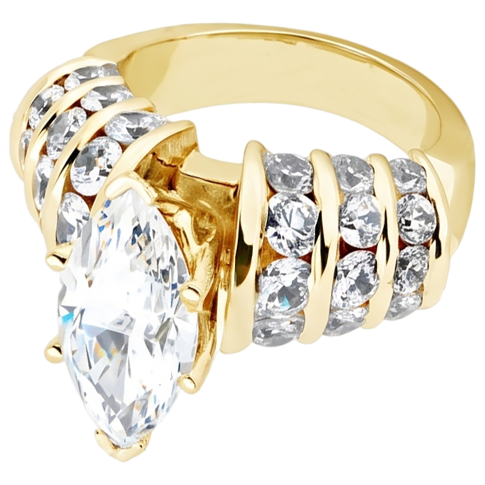 2.5 Ct. Anello Di Fidanzamento Con Genuino Diamanti Naturali Autentici ( non creati in laboratorio ) Marquise Diamonds Yellow Gold