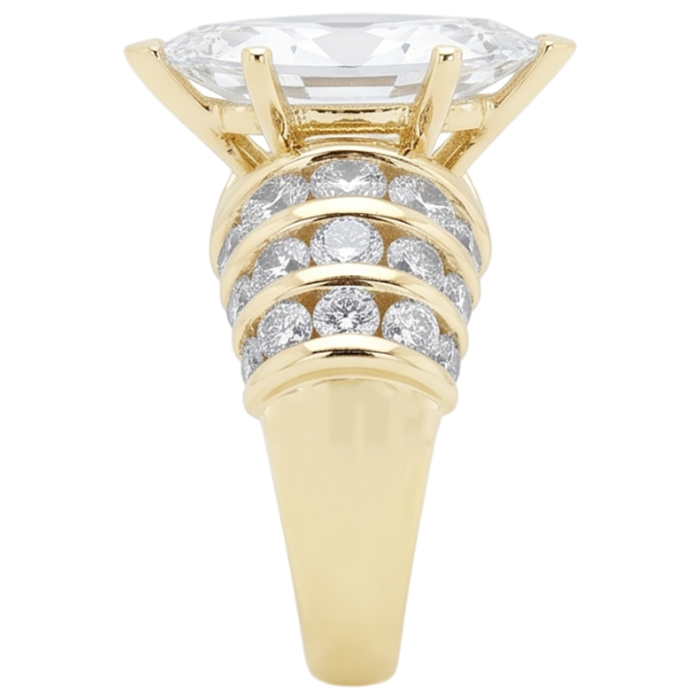 2.5 Ct. Anello Di Fidanzamento Con Genuino Diamanti Naturali Autentici ( non creati in laboratorio ) Marquise Diamonds Yellow Gold