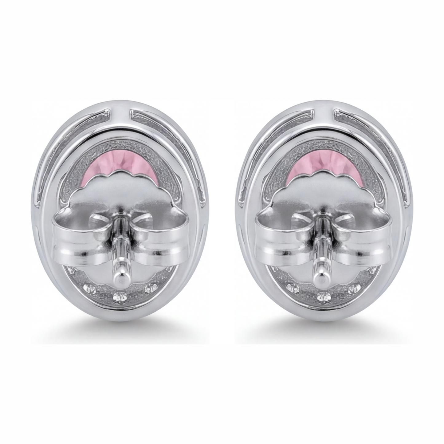 Orecchini pendenti con diamanti rosa da laboratorio da 2,5 carati Halo ovale in Oro Bianco 14K