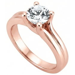 2.50 Carati. Anello Solitario In Oro Rosa Con Naturale Diamante Naturale Autentico ( non creato in laboratorio ) Rotondo Novità