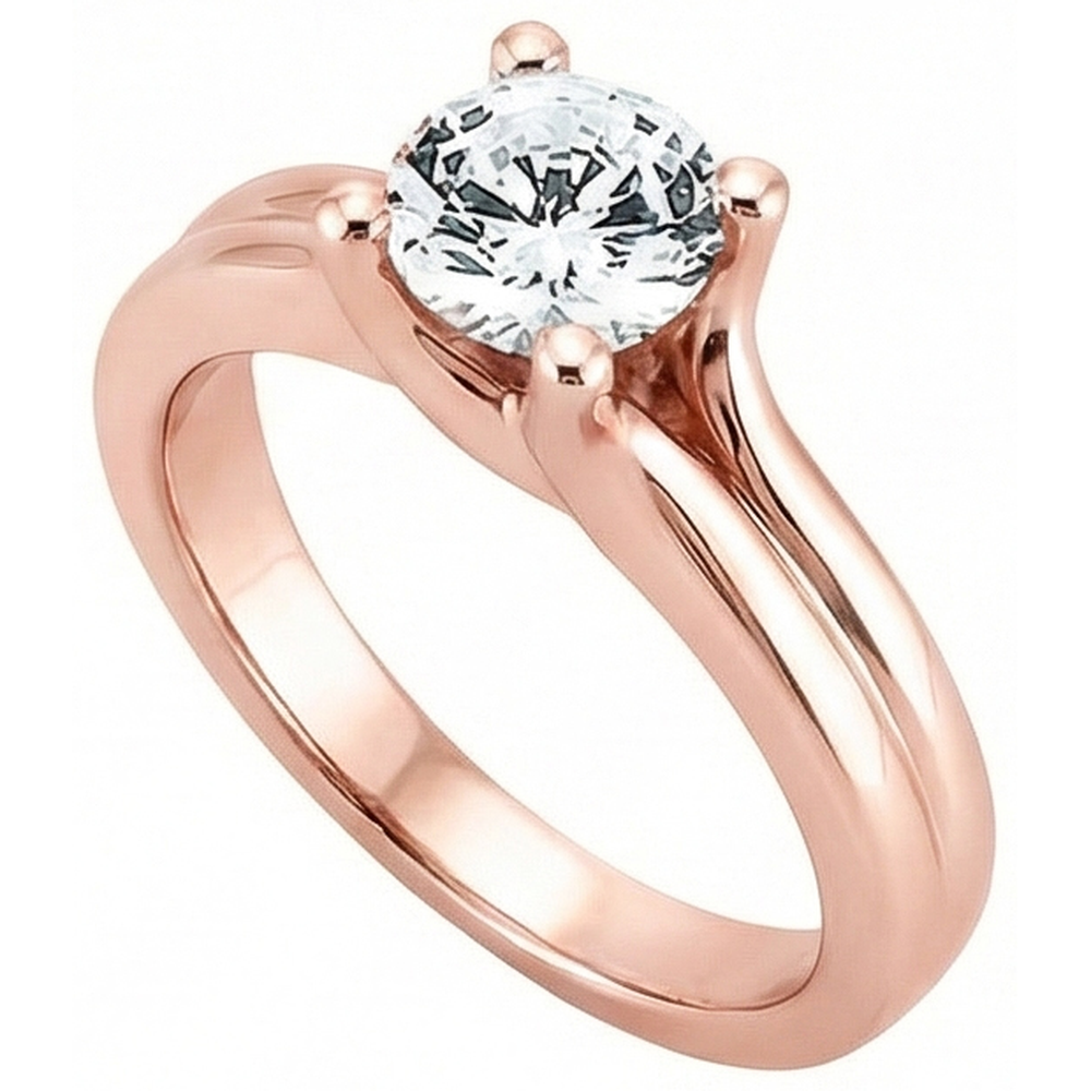 2.50 Carati. Anello Solitario In Oro Rosa Con Naturale Diamante Naturale Autentico ( non creato in laboratorio ) Rotondo Novità