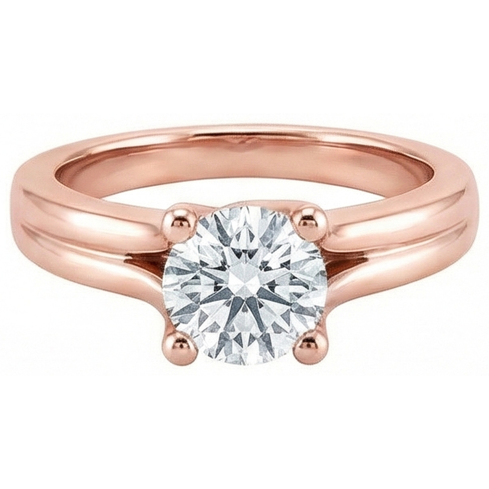 2.50 Carati. Anello Solitario In Oro Rosa Con Naturale Diamante Naturale Autentico ( non creato in laboratorio ) Rotondo Novità