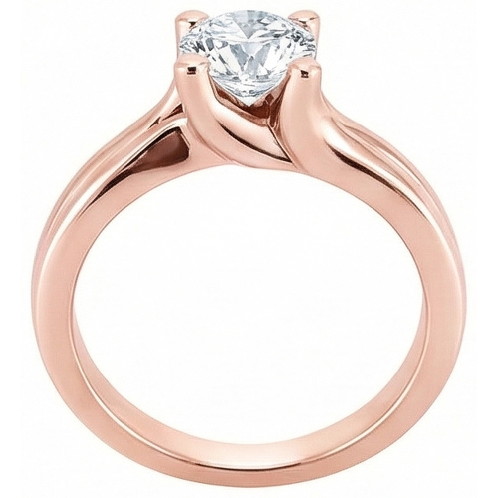 2.50 Carati. Anello Solitario In Oro Rosa Con Naturale Diamante Naturale Autentico ( non creato in laboratorio ) Rotondo Novità