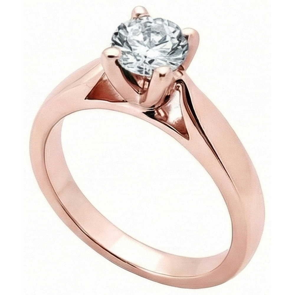 2.51 Carati. Anello Di Fidanzamento Solitario Con Naturale Diamante Naturale Autentico ( non creato in laboratorio ) In Oro Rosa