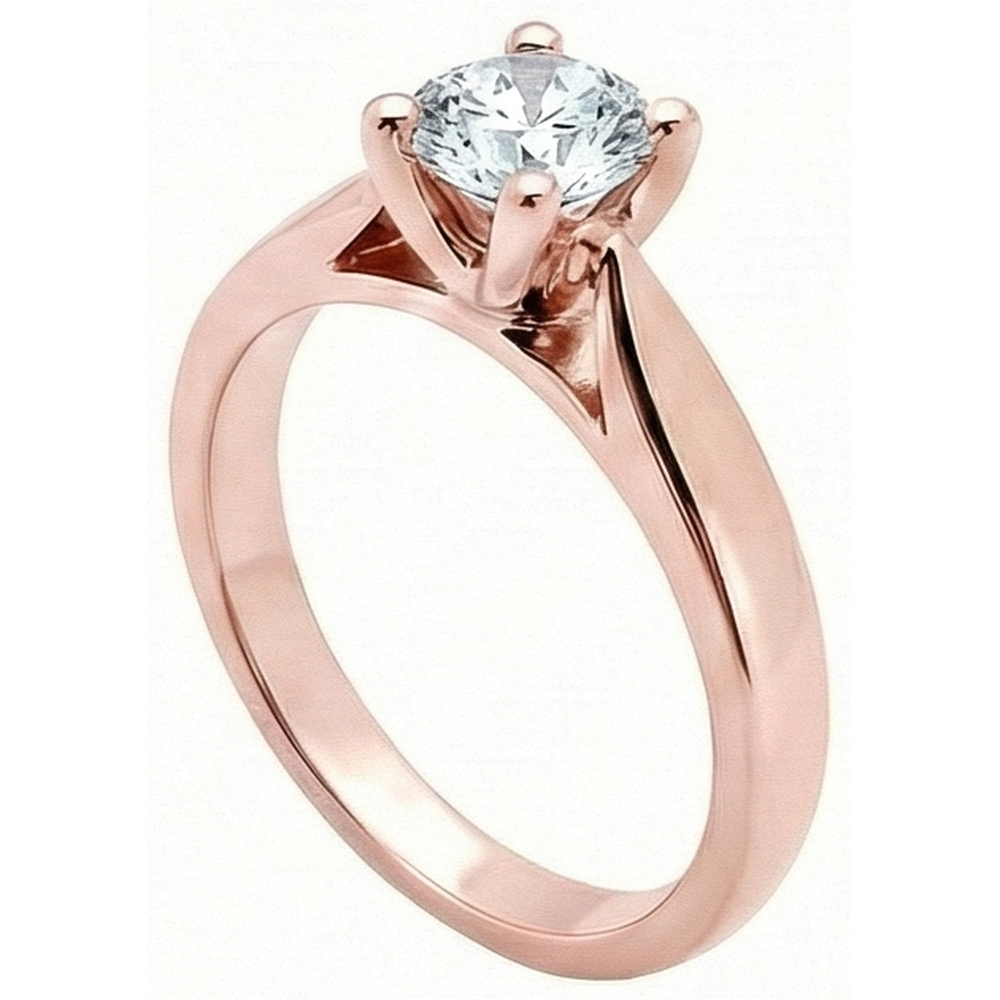 2.51 Carati. Anello Di Fidanzamento Solitario Con Naturale Diamante Naturale Autentico ( non creato in laboratorio ) In Oro Rosa