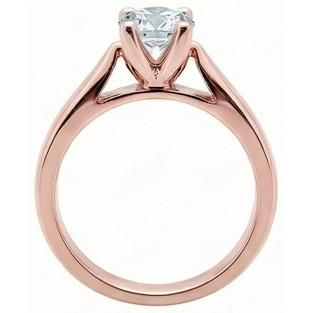 2.51 Carati. Anello Di Fidanzamento Solitario Con Naturale Diamante Naturale Autentico ( non creato in laboratorio ) In Oro Rosa