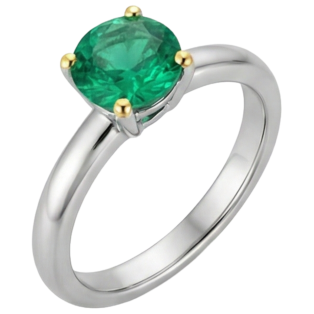 Anello con Gemma Oro Due Toni 14K con Smeraldo Colombiano – vista laterale