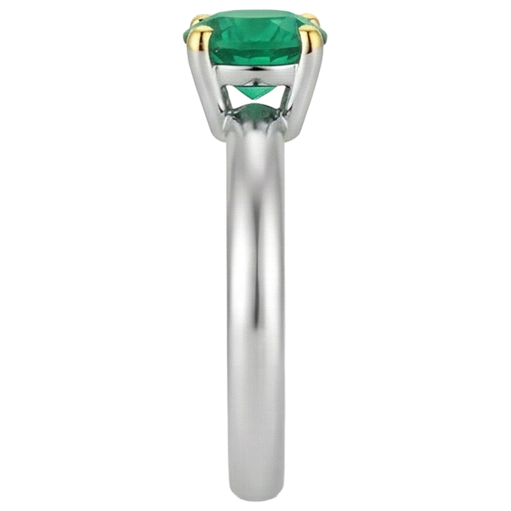 Anello con Gemma Oro Due Toni 14K con Smeraldo Colombiano – vista profilo