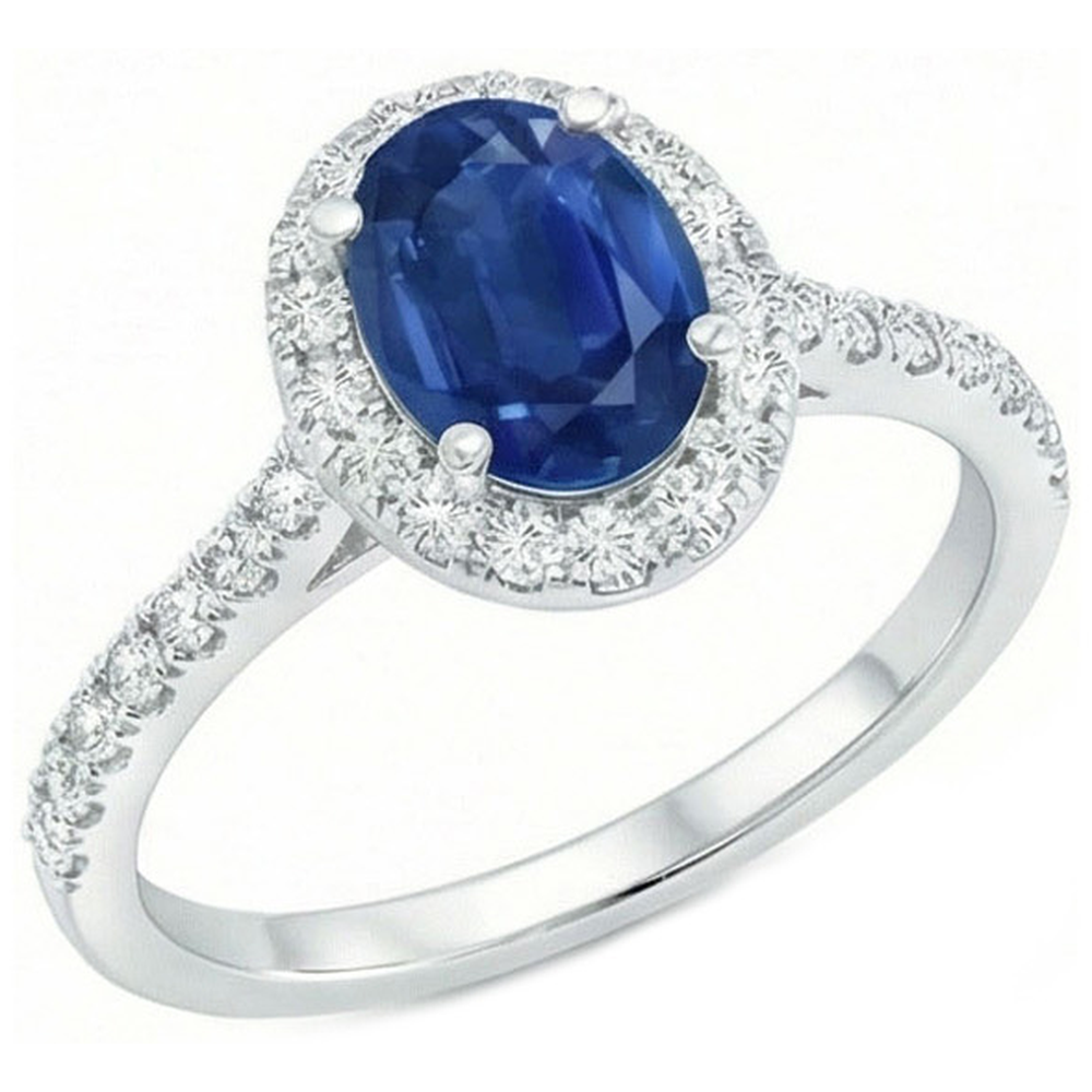 2 Carati Blu Zaffiro Anello