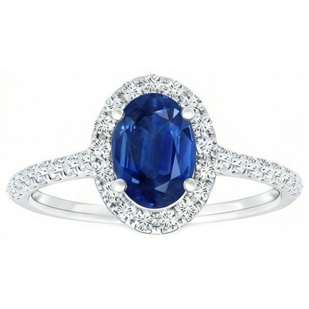 2 Carati Blu Zaffiro Anello