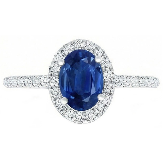 2 Carati Blu Zaffiro Anello