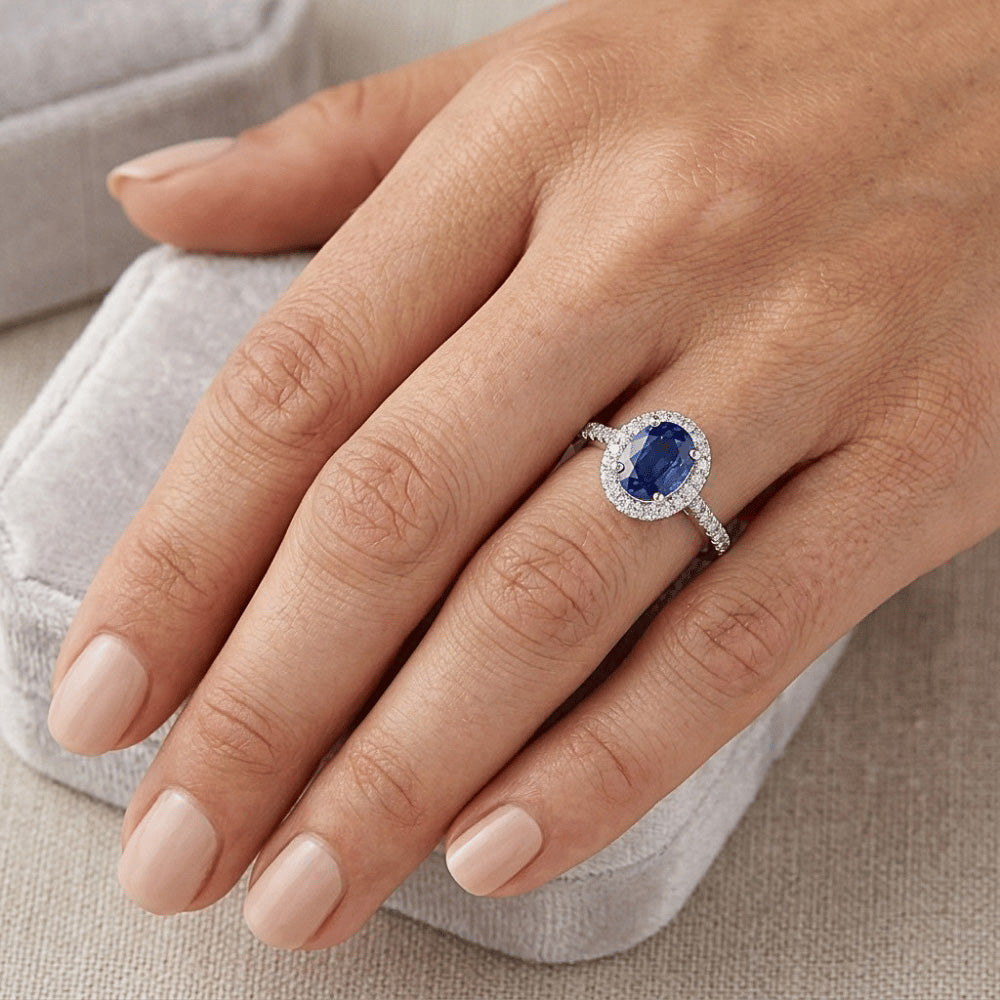 2 Carati Blu Zaffiro Anello