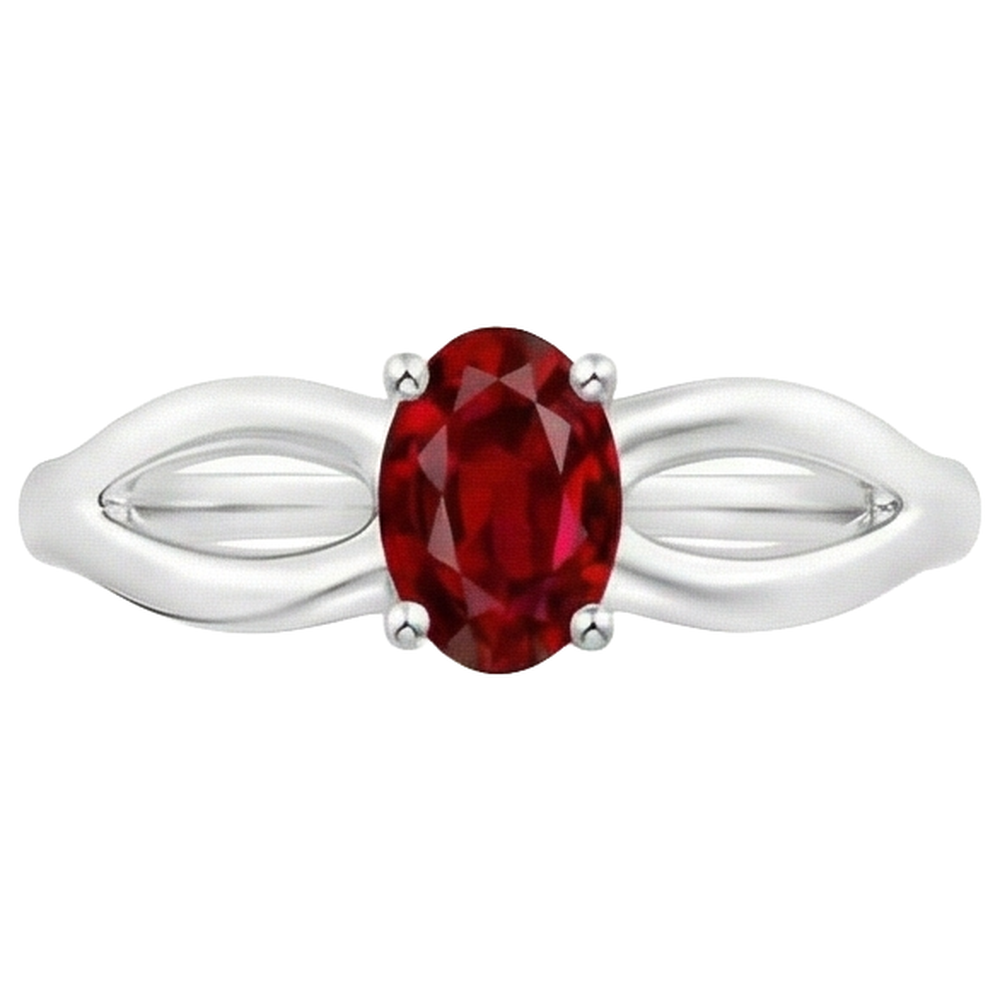 2 Carati Solitaire Prong Set Anello Nuziale Rubino Oro Bianco 14K