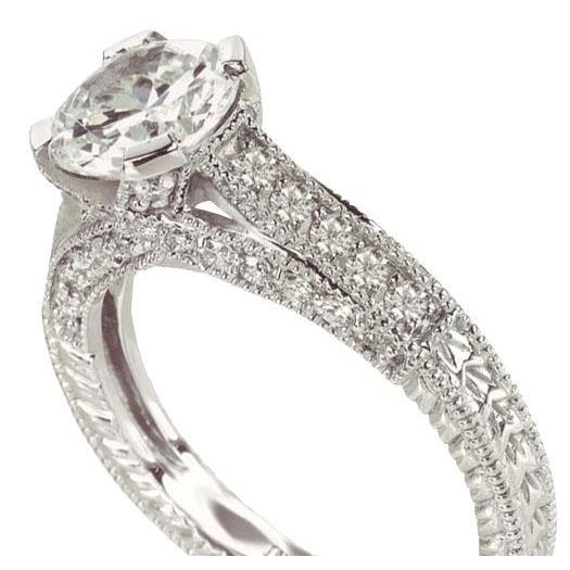 Brillante Anello Solitario con Accenti 2,01 carati Oro Bianco 14K – vista principale