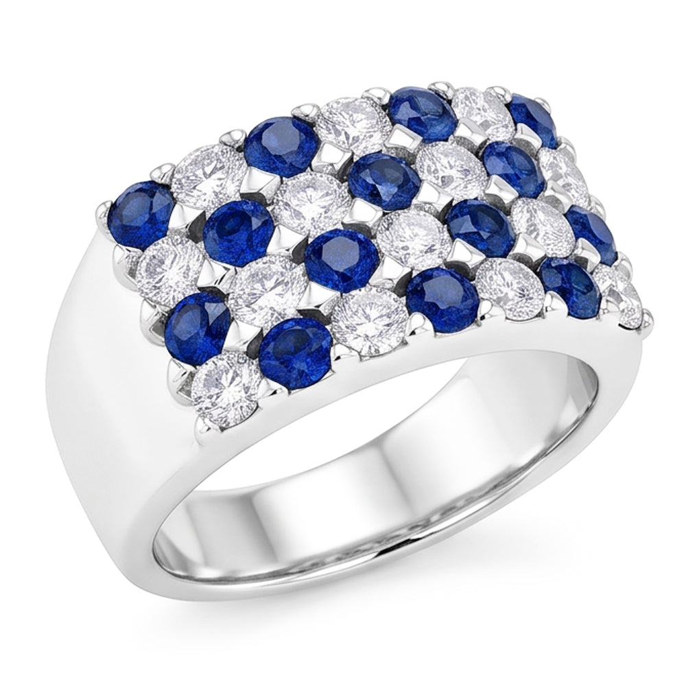 2 carati blu zaffiro pietre anniversario anello gambo spesso
