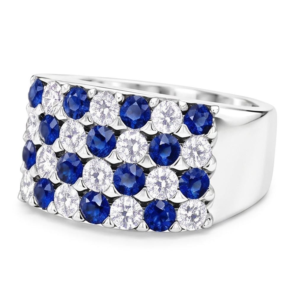 2 carati blu zaffiro pietre anniversario anello gambo spesso