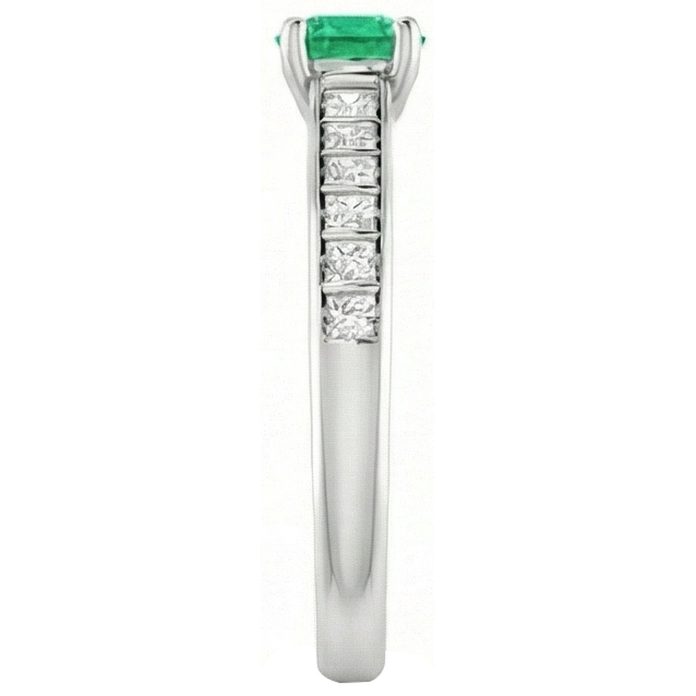 2 carati rotondo verde smeraldo anello di diamanti in oro bianco 14K