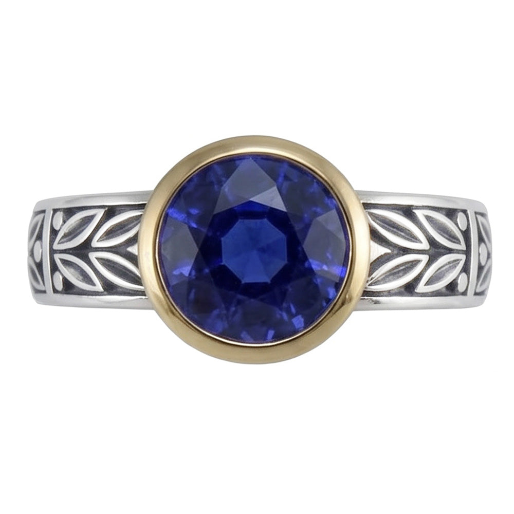 2 carati solitario anello rotondo tanzanite AAA gioielli in stile antico