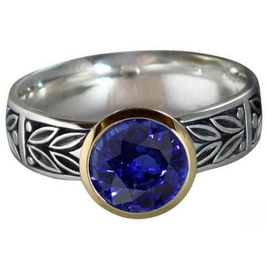 2 carati solitario anello rotondo tanzanite AAA gioielli in stile antico