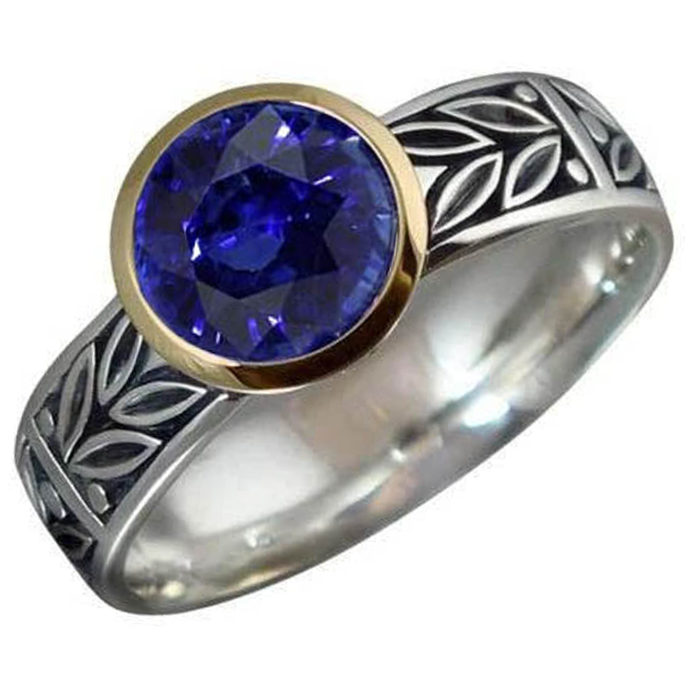 2 carati solitario anello rotondo tanzanite AAA gioielli in stile antico