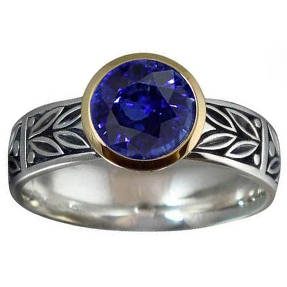 2 carati solitario anello rotondo tanzanite AAA gioielli in stile antico
