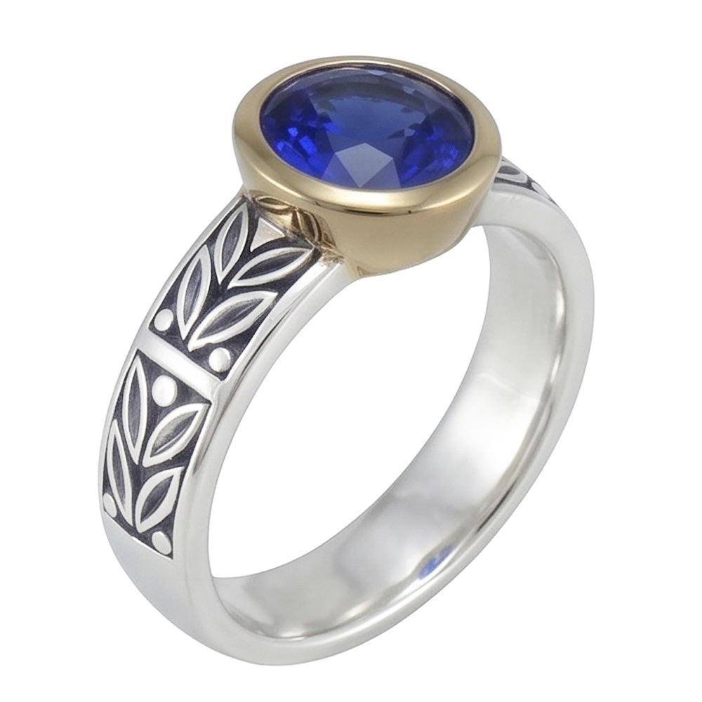 2 carati solitario anello rotondo tanzanite AAA gioielli in stile antico