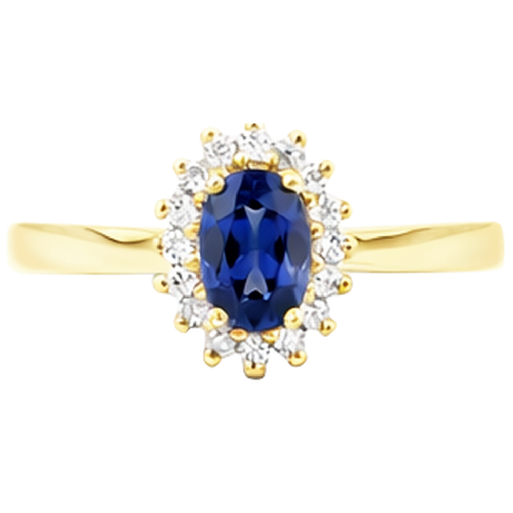 2 carati tanzanite blu e anello nuziale di diamanti in oro giallo 14K