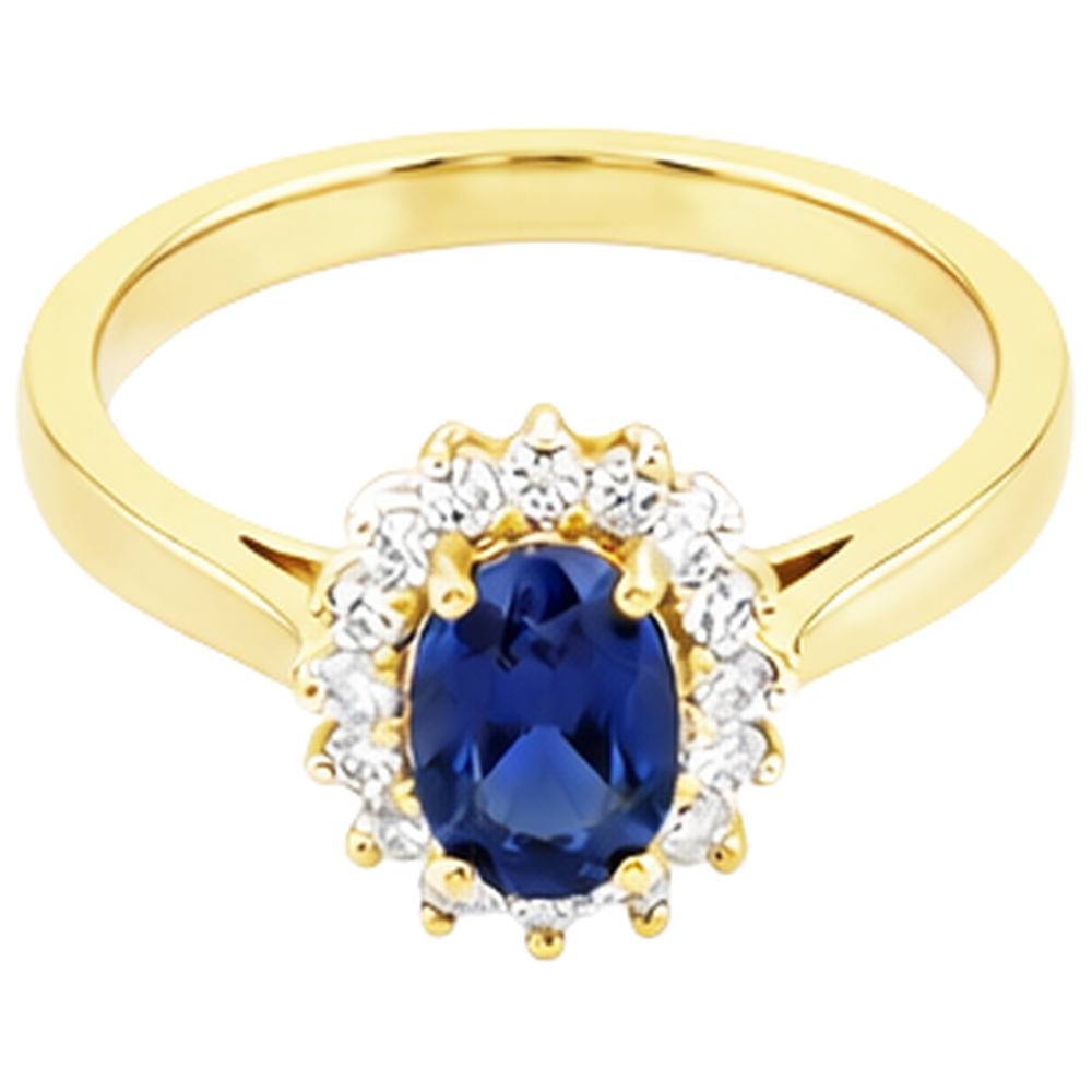2 carati tanzanite blu e anello nuziale di diamanti in oro giallo 14K
