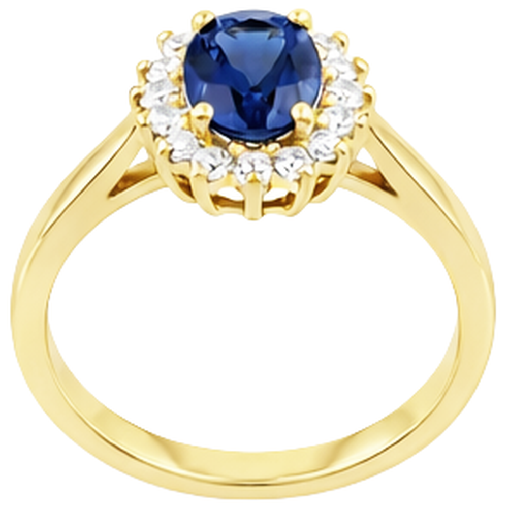 2 carati tanzanite blu e anello nuziale di diamanti in oro giallo 14K