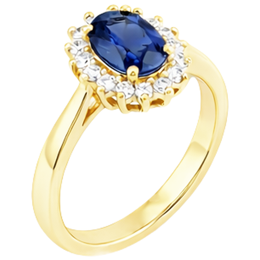 2 carati tanzanite blu e anello nuziale di diamanti in oro giallo 14K