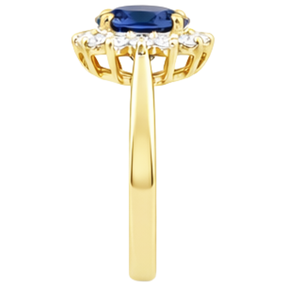 2 carati tanzanite blu e anello nuziale di diamanti in oro giallo 14K