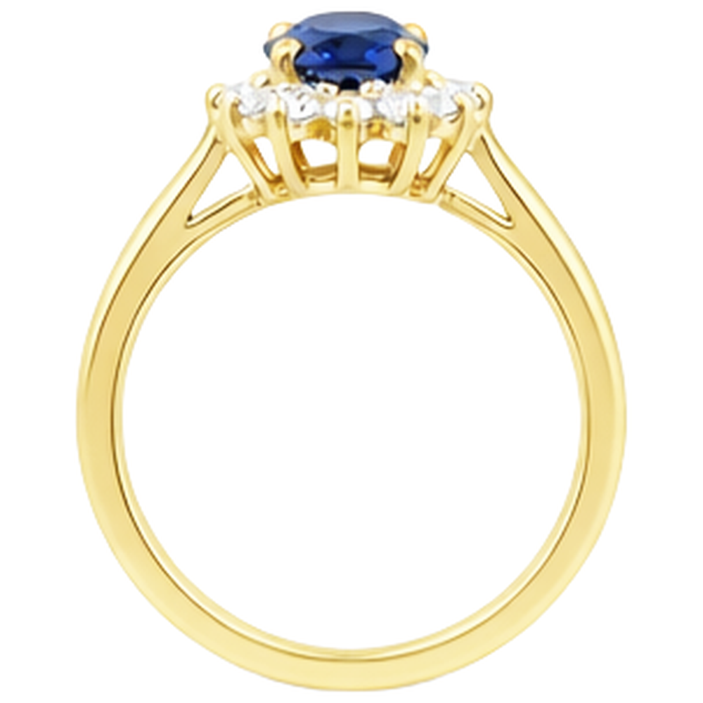 2 carati tanzanite blu e anello nuziale di diamanti in oro giallo 14K
