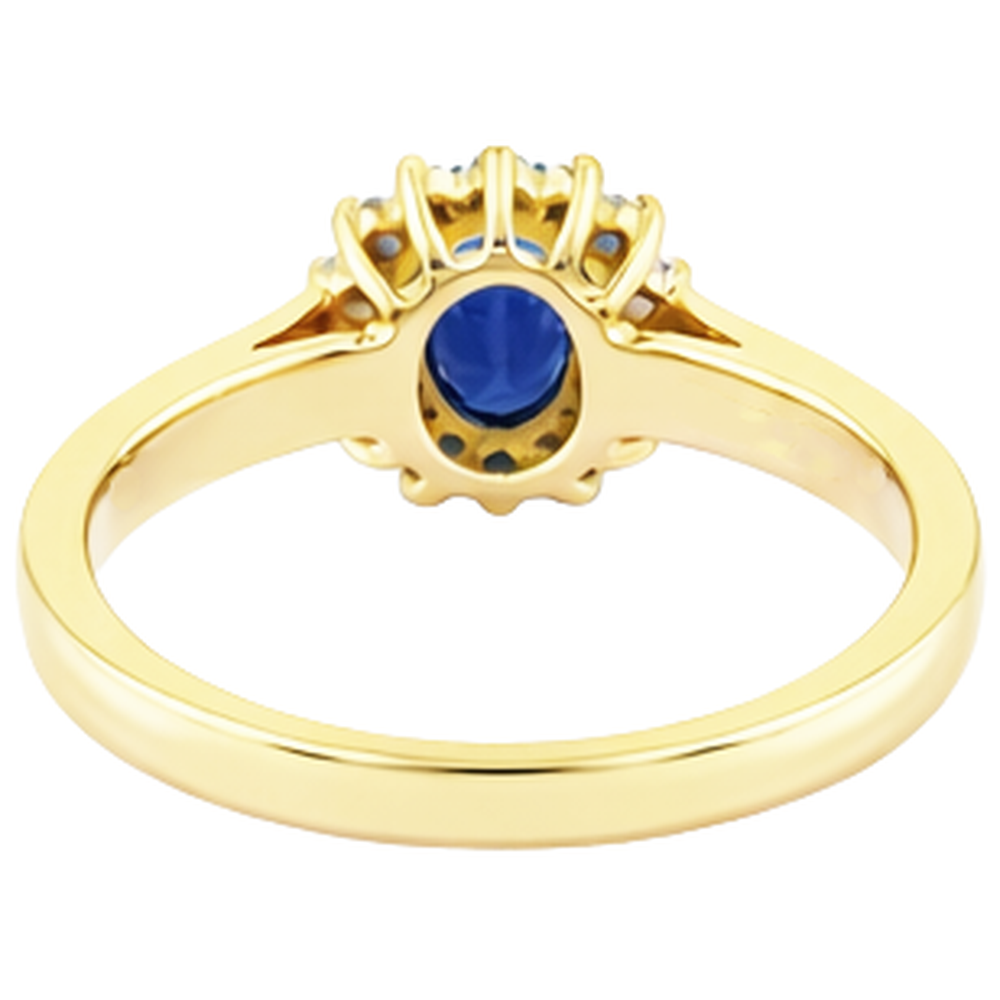 2 carati tanzanite blu e anello nuziale di diamanti in oro giallo 14K