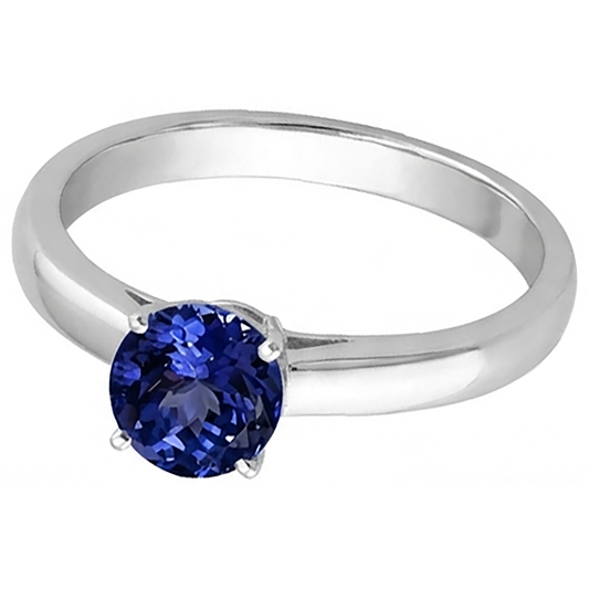 2 carati tanzanite solitario anello nuovo solido 14k oro bianco
