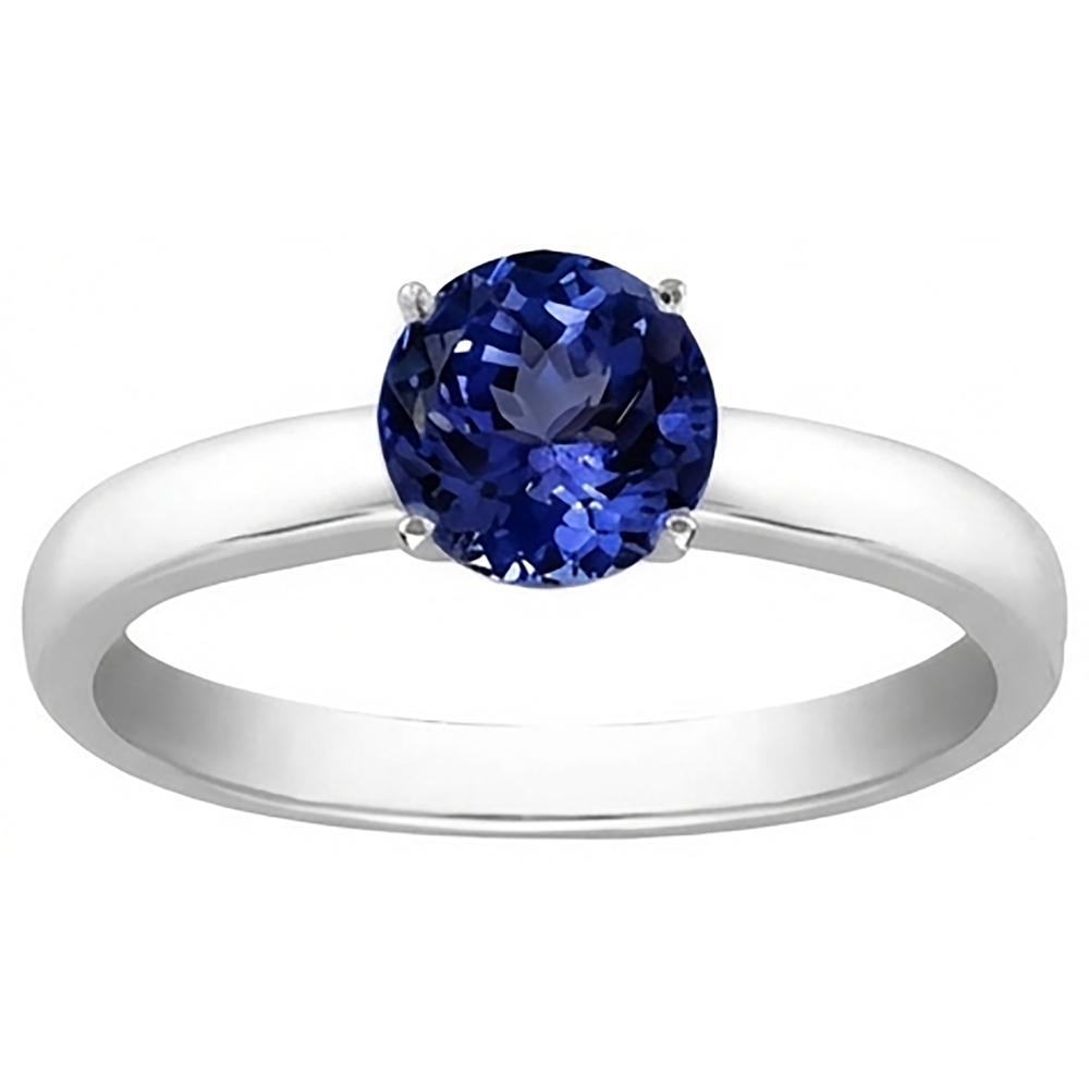 2 carati tanzanite solitario anello nuovo solido 14k oro bianco