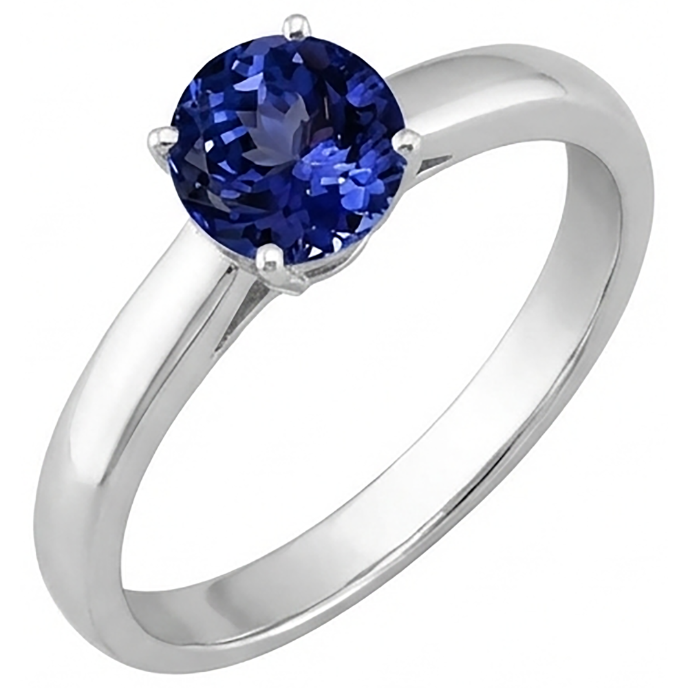 2 carati tanzanite solitario anello nuovo solido 14k oro bianco