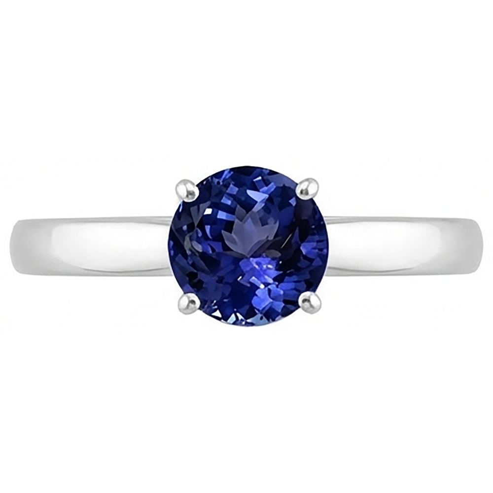 2 carati tanzanite solitario anello nuovo solido 14k oro bianco